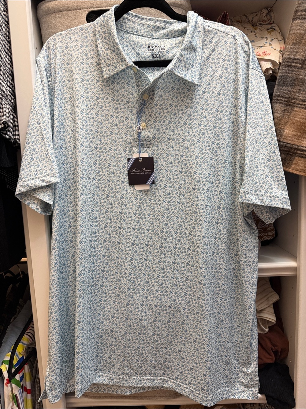 Brooks Brothers Light Blue Patterned Polo Shirt